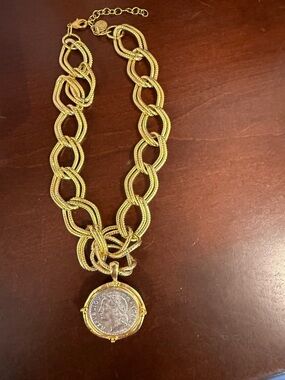 Gold-Tone Chain Necklace with Coin Pendant - Women's Jewelry Susan Shaw custom
